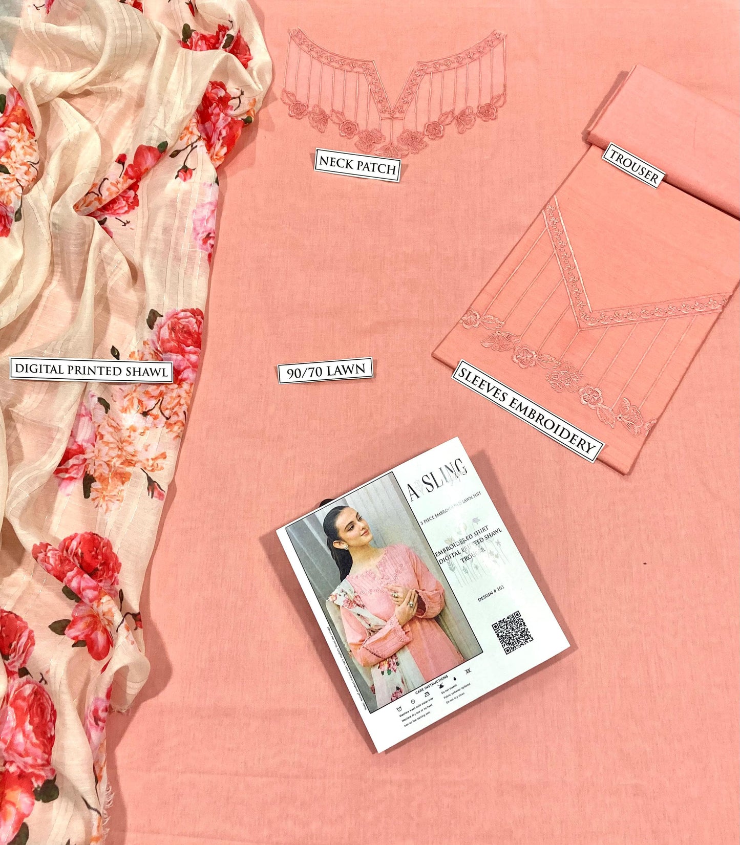 Bin Saeed Digital Print Lawn 3Pcs کپڑے کی کوالٹی:(Fabrics)  LAWN With Lawn